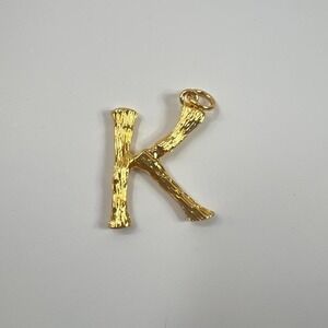 Alphabet Stainless Steel "K" Charm or Pendant for Necklace or Keychain Gold